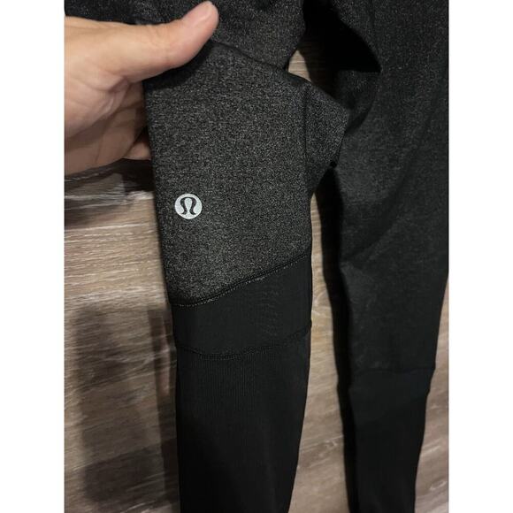 Lululemon Leggings size 6 open heels yoga pilates dancer pockets black grey - Picture 9 of 9